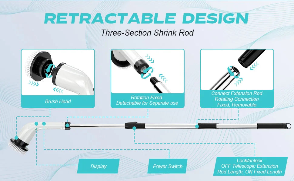 Electric Cleaning Brush with 7PCS Heads Bathroom Kitchen Cordless Handheld Shower Scrubber Spin Cleaner Multifunctional Cleaner