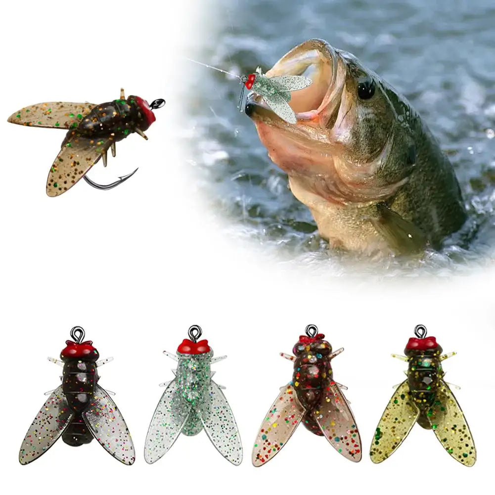 20Pcs/Box Mini Bionic Fly Fishing Bait Fly Hook Soft Bait Add Fish Attractant Fishing Gear For Salmon Trout Fishing Accessories