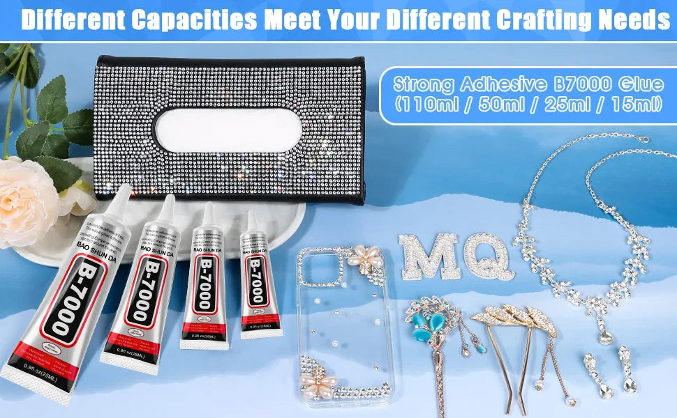 High-quality B-7000 semi-fluid high-viscosity glue, transparent waterproof adhesive, with precise needle adapted to rhinestone crafts jewelry diy jewelry mobile phone case 110ml1-5pcs.