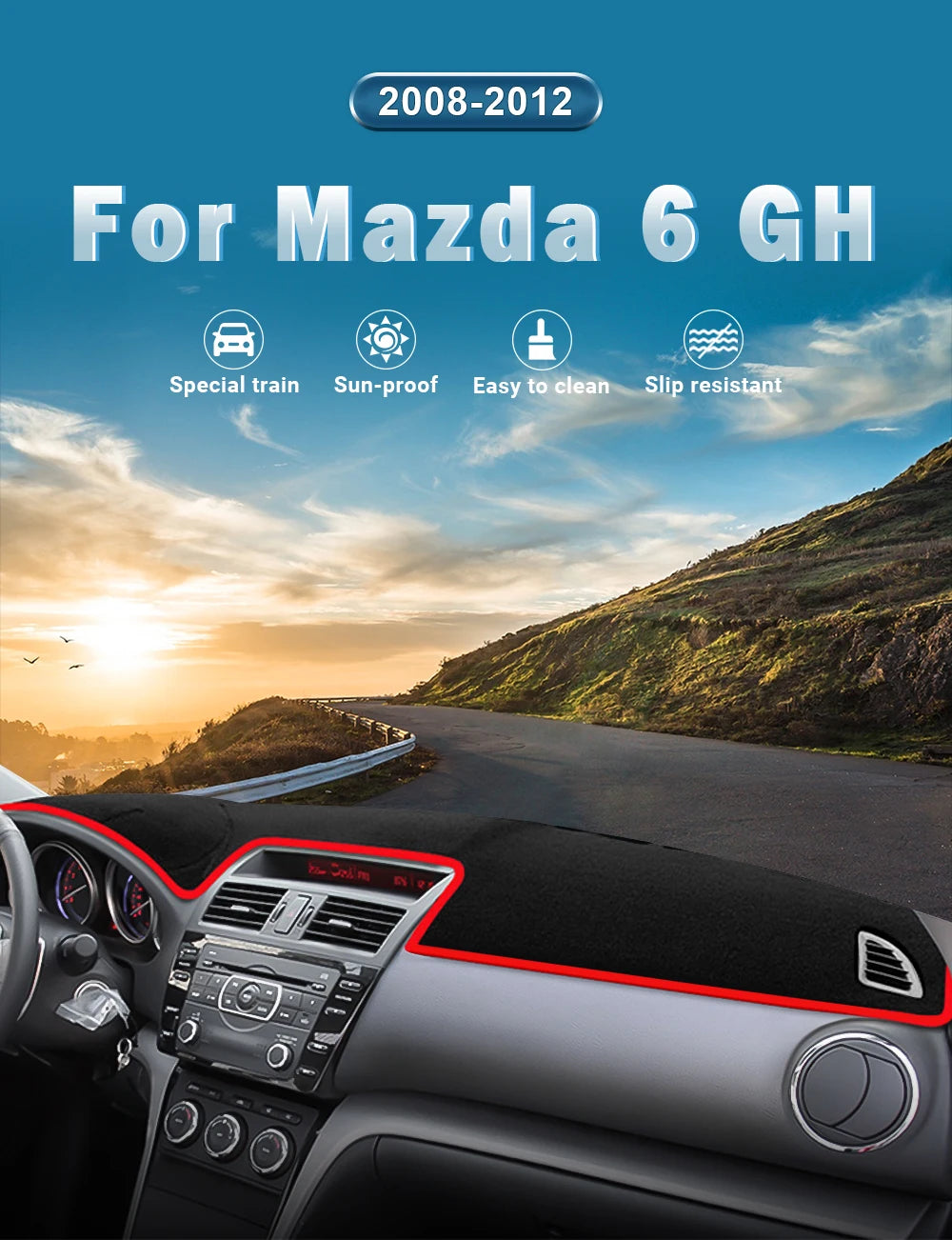Car Accessories For Mazda 6 GH 2008 2009 2010 2011 2012 Dashboard Cover Sun Shade Mats Avoid Light Pads Instrument Panel Carpets