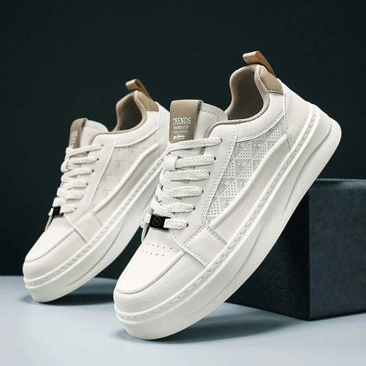 Men's sports shoes, punched sports shoes, white shoes, niche Korean version, versatile casual shoes, board shoes, trendy shoes,