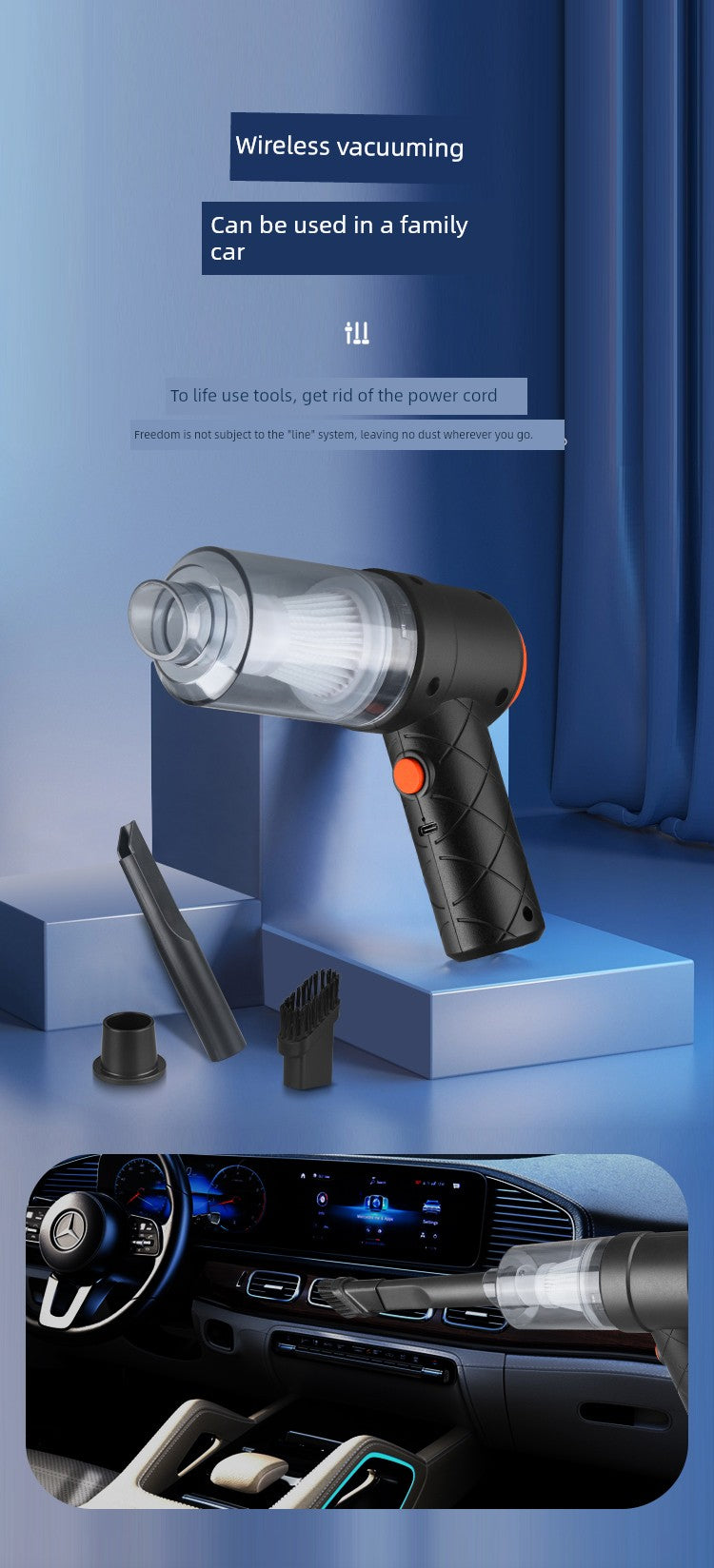 Car Window Vacuum Cleaner Wireless Charging Car For Home Groove Large Suction Power Strong Small Handheld Mini