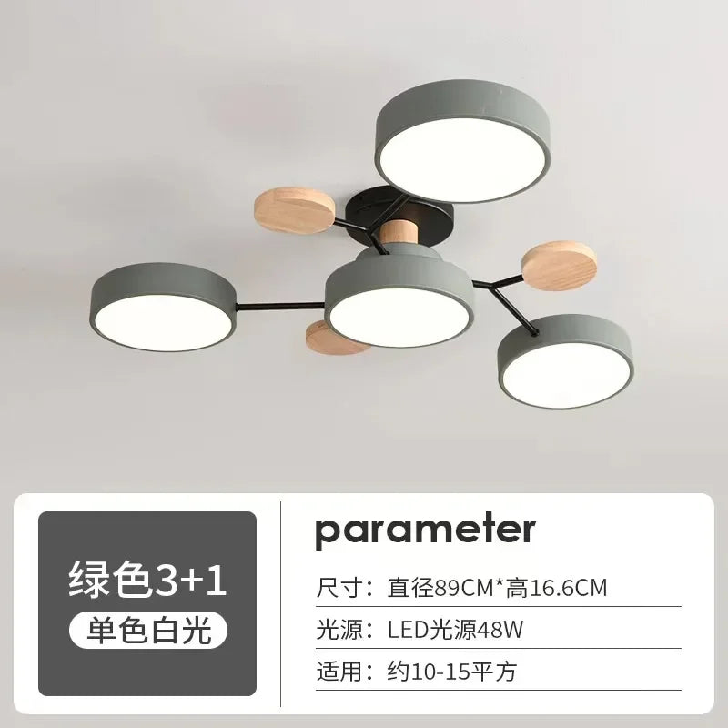 Retro Nordic Minimalist Four Head Six Head Restaurant Lighting Living Room Bedroom Lighting Room Ceiling Light Cross border