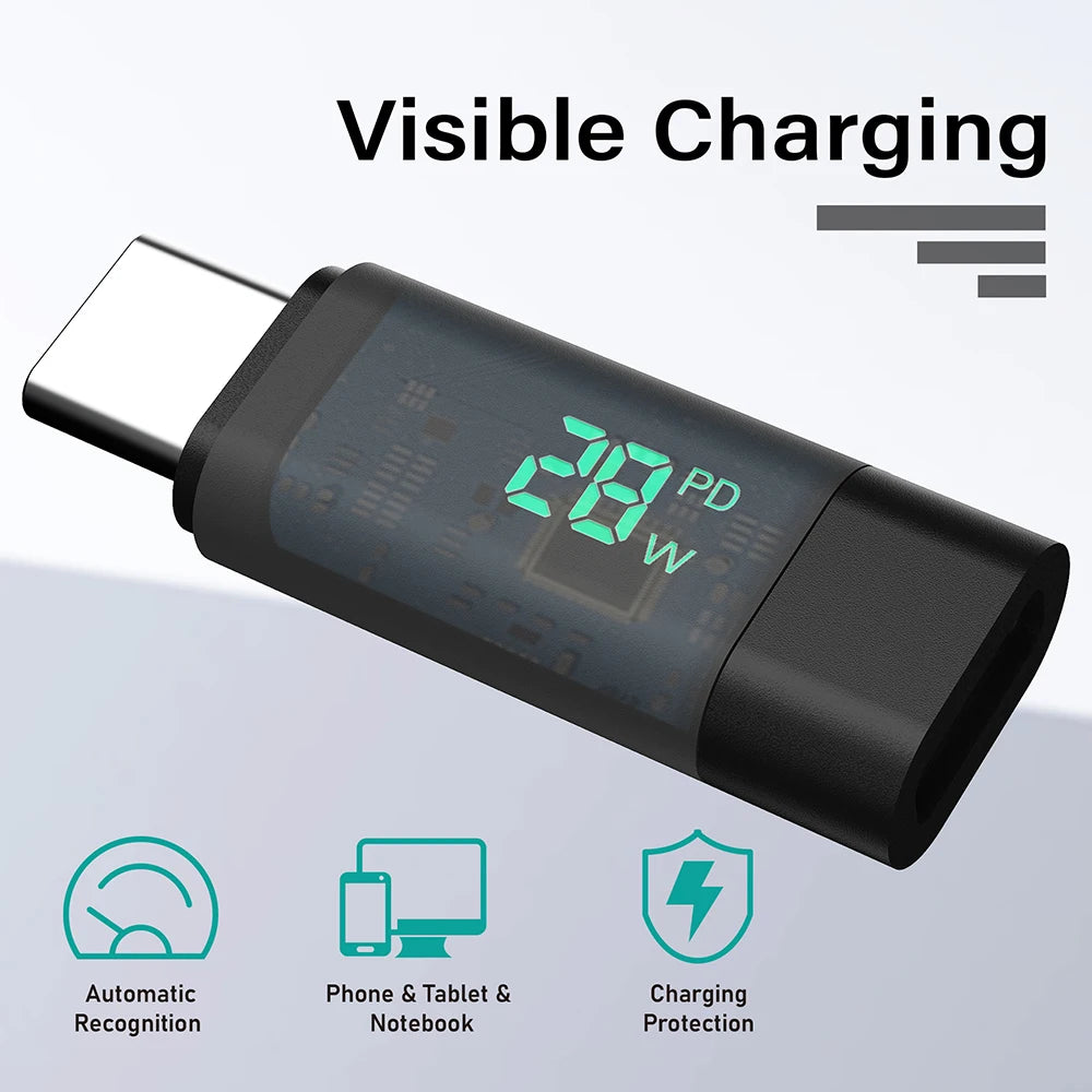 99W Power Digital Display Type C to Type C Adapter For USB to Type C Cable Type C to Type C Cable Fast Charging Cable Visible