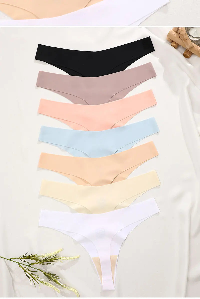 5Pcs/Set Sexy G-String Underwear Female T-back Intimates Lingerie Seamless Low Waist Underpants 10 Color Lady Bikini Panty XS-XL