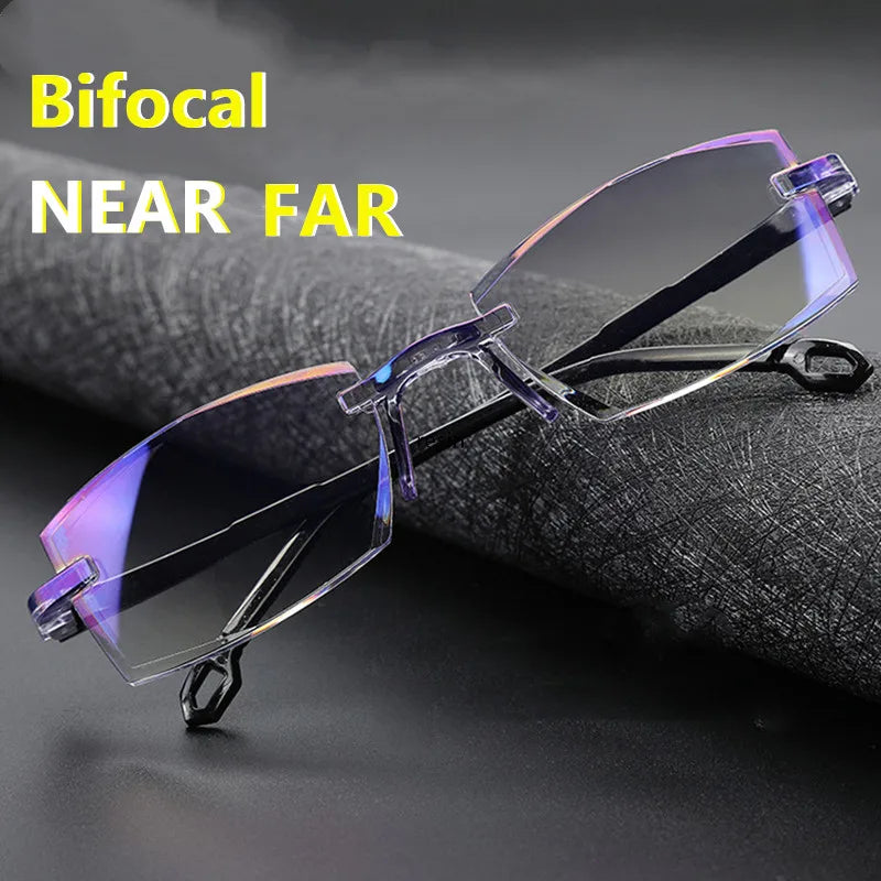 Intelligent Zoom Anti-blue Light Reading Glasses Frameless Cutting Edge Presbyopic Glasses Men and Women Presbyopic Glasses