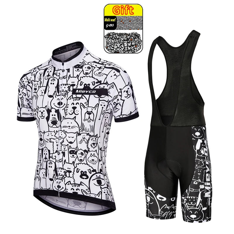 Men's Short-Sleeved Cycling Jersey Suit, Breathable Quick-Drying Clothes, Mountain Bike Set, Sports Equipment, Sweat Wicking