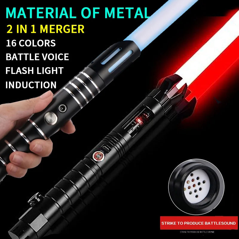 Upgraded Version Gravity Sensing Light Saber 2 In 1 15-color Metal Laser Sword Rechargeable Toy Party Glow Sword,Halloween And C