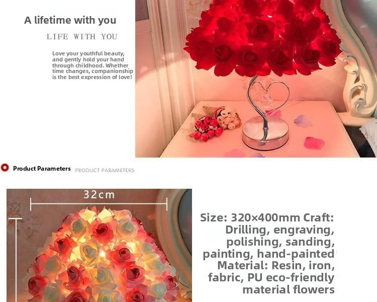 New Creative European Sle Feathers Desk Lamp Bedroom Bede Princ Wedding Room Warm LED Birthday Gift Rose