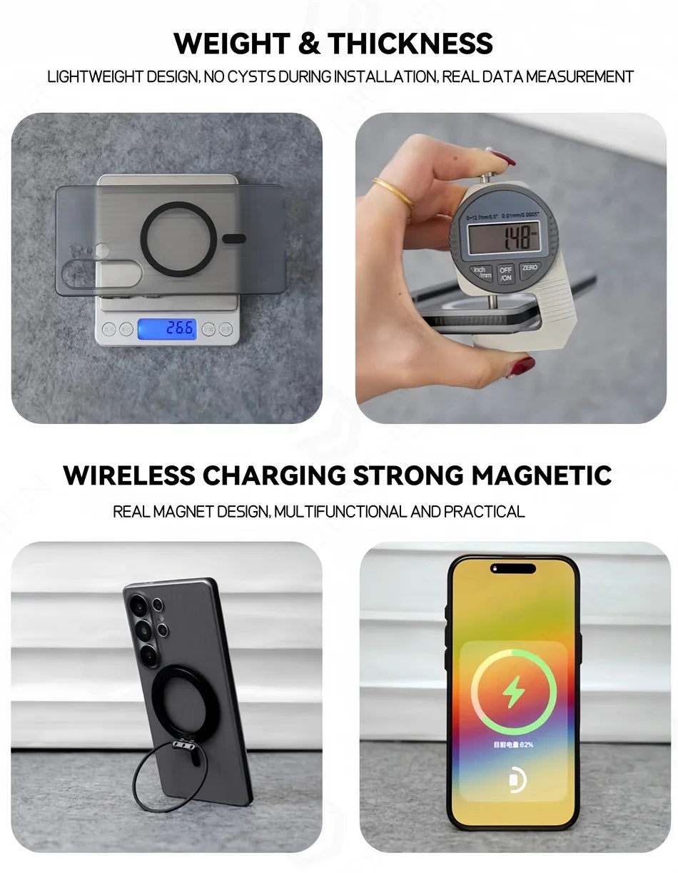 Luxury 3D Corrugated Pattern Non-slip Matte Clear Case For Samsung Galaxy S23 S24 Ultra S25 Plus Magnetic Hard Cover For Magsfe