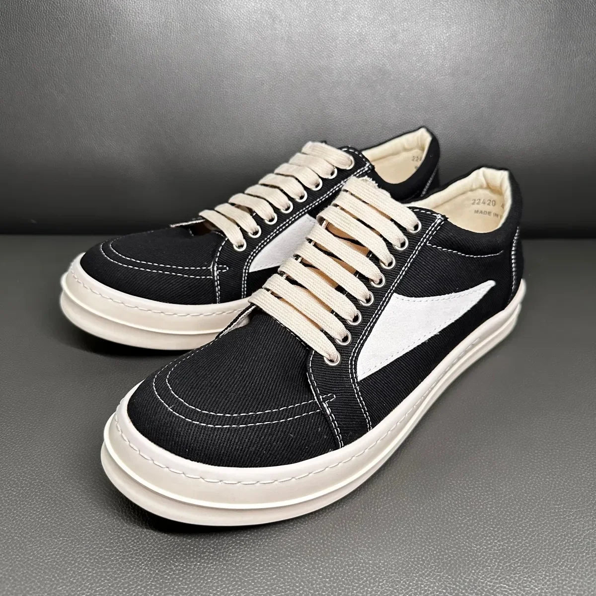 Men Casual Shoe Brand Black Brown Canvas Low Top Shoes High Quality Cowhide Luxury White Leather Sneakers Women Flat Sneaker