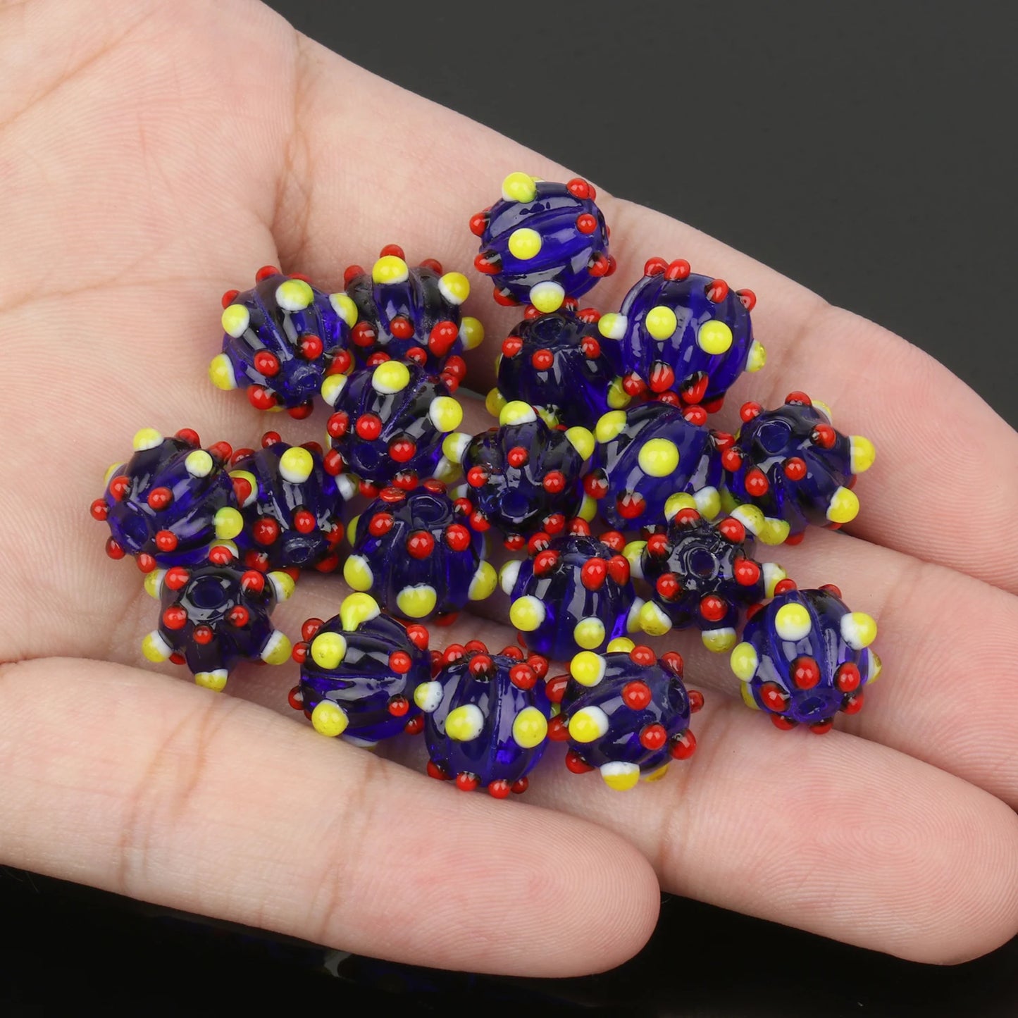 10mm Multicolor Murano Pumpkin Spot Lampwork Glass Loose Spacer Large Beads For Jewerly Making Diy Bracelet Earring Accessories