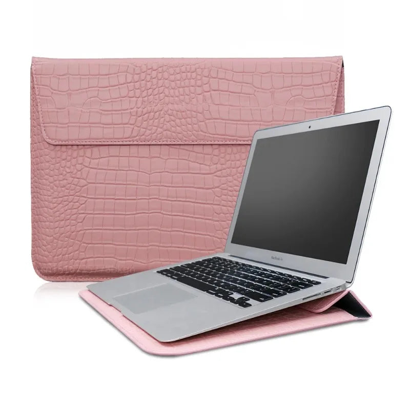 Crocodile Leather Flip Case Bag Laptop Sleeve for Macbook Air 13 14 15 16 Inch M5 M4 M3 M2 Chip Mac Book Pro Cover Accessories
