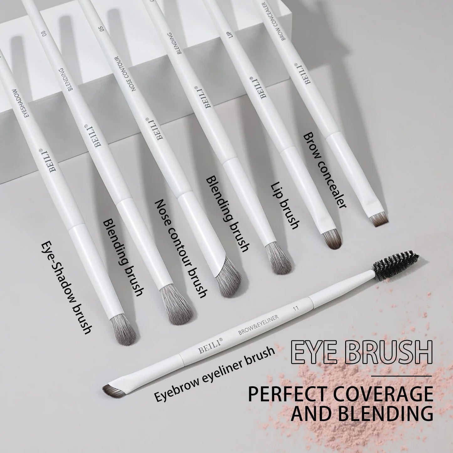 BEILI Vegan Professional Makeup Brush Set 12 Pcs Corn Bamboo Silk Angle Powder Foundation Eyeshadow Eyeliner Brushes Cosmetics