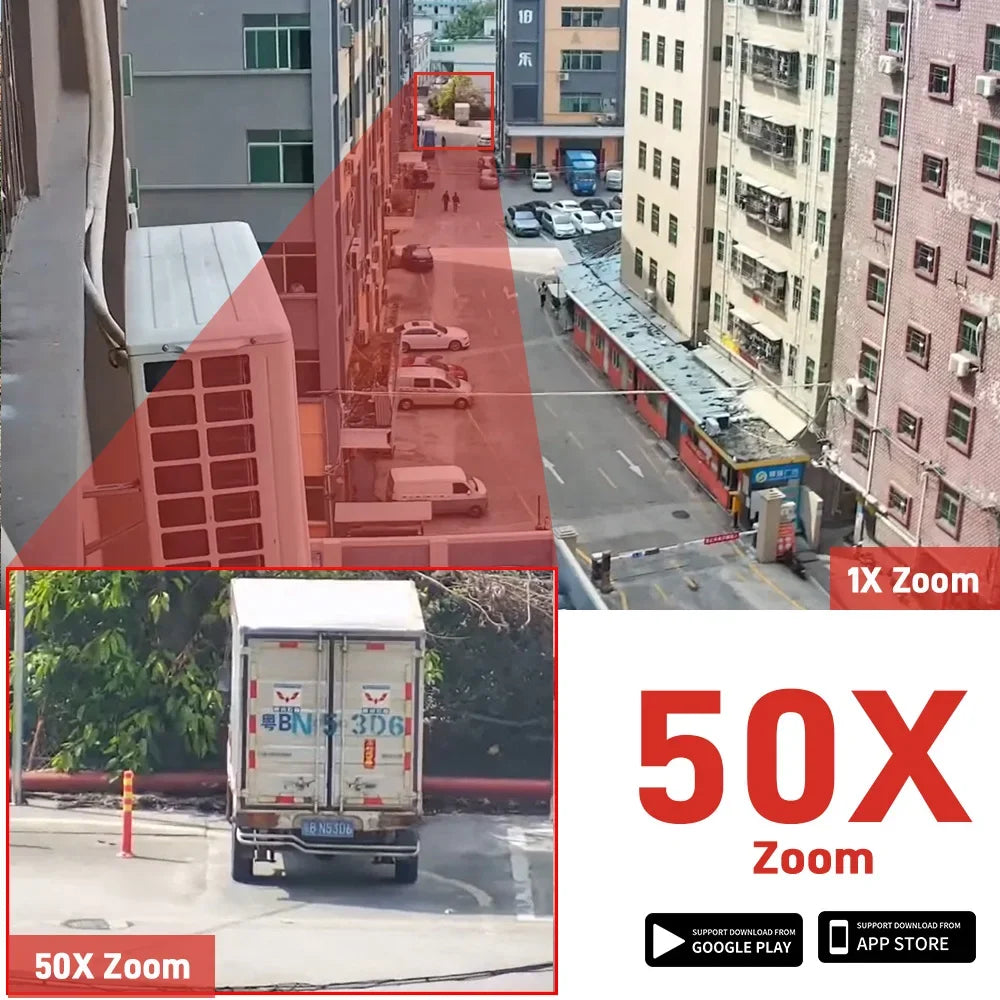 Securexpert 8MP 50X Zoom PTZ Camera WiFi Dual Lens 4K 20X Outdoor Surveillance 120m Ultra Long IR Vision ONVIF Security Camera