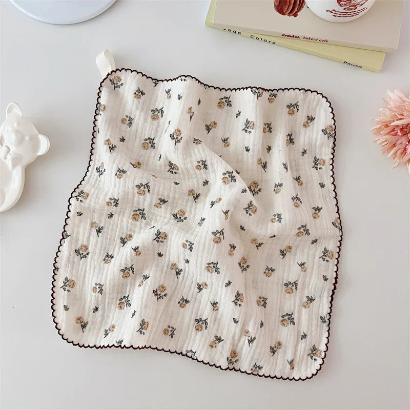 4Pcs Printing Towel Baby Face cloth Bath Towel Handkerchief Cotton Burp Cloth Soft Absorbent Gauze Kindergarten Washcloth 30cm