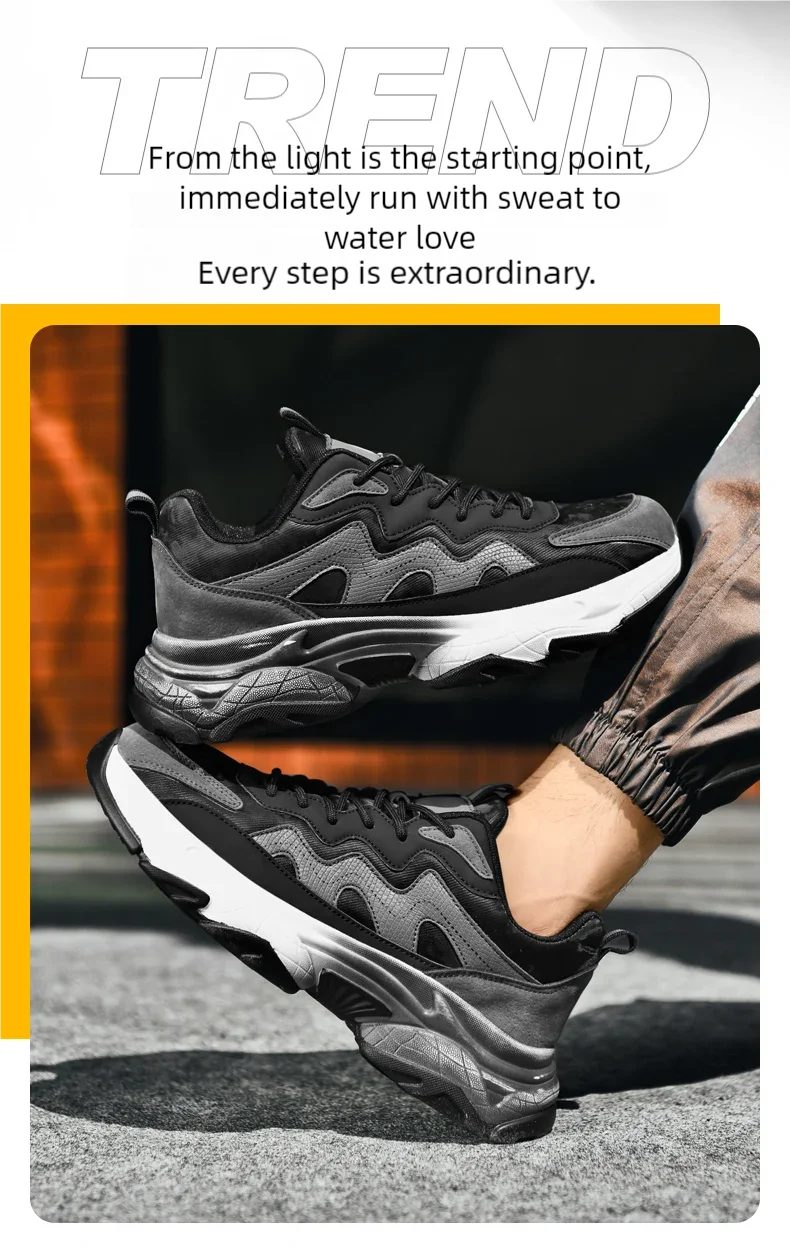 Sports shoes men's four season casual fashion outdoor thick sole breathable comfortable anti slip wear-resistant casual sneakers