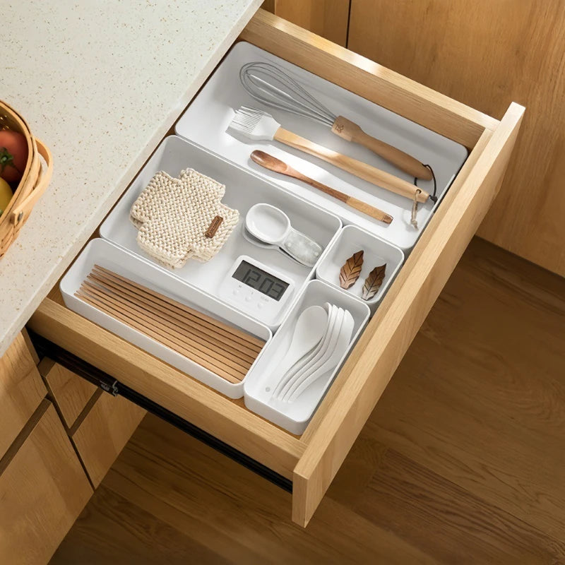 Partition Storage Box Set Drawer Storage Box Built-in Desk Organizer Student Desktop Miscellaneous Items Cosmetics Stationery