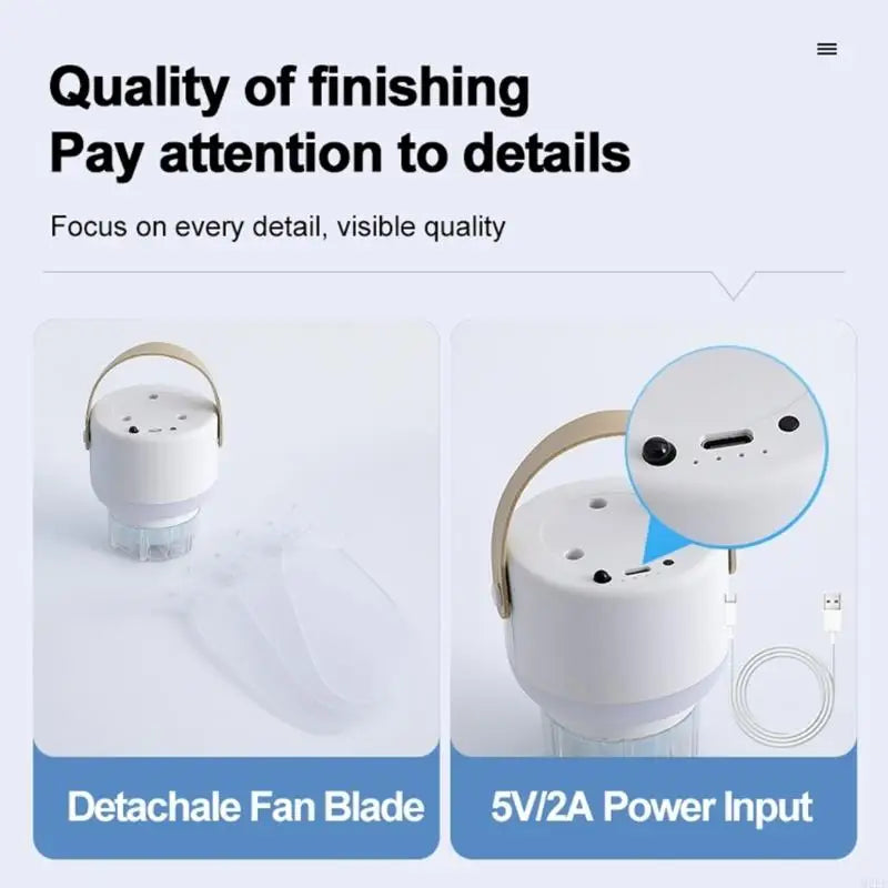 11.4Inch USB Rechargeable Camping Fan With Remote Control And LED Light 3 Speed 3 Brightness Level For Tent Outdoor
