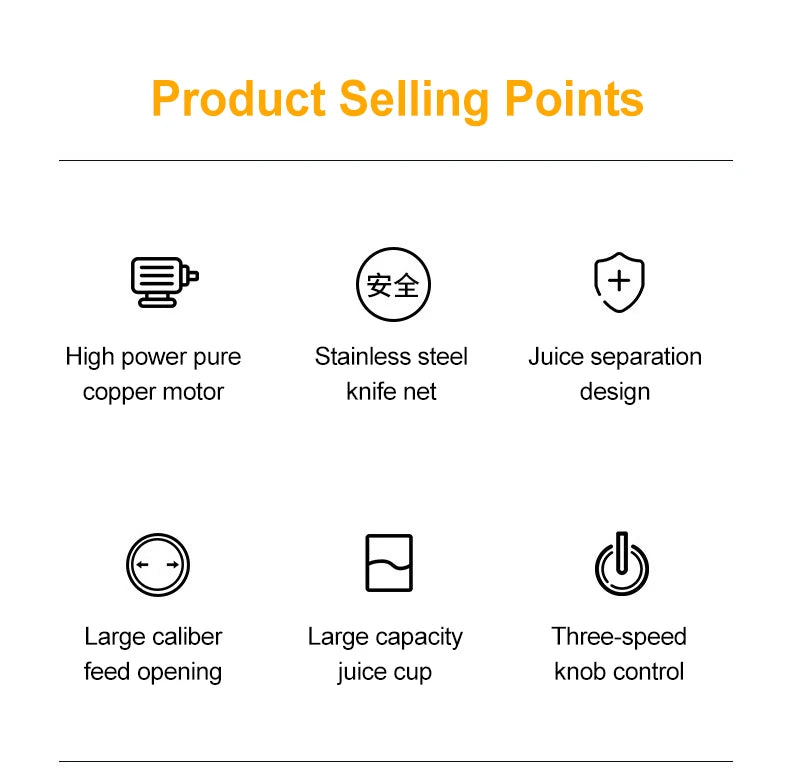 Juicer Centrifugal 400W Electric Orange Juicer Machine Household Large Caliber Residue Separation Vegetable Juicer 220V/110V