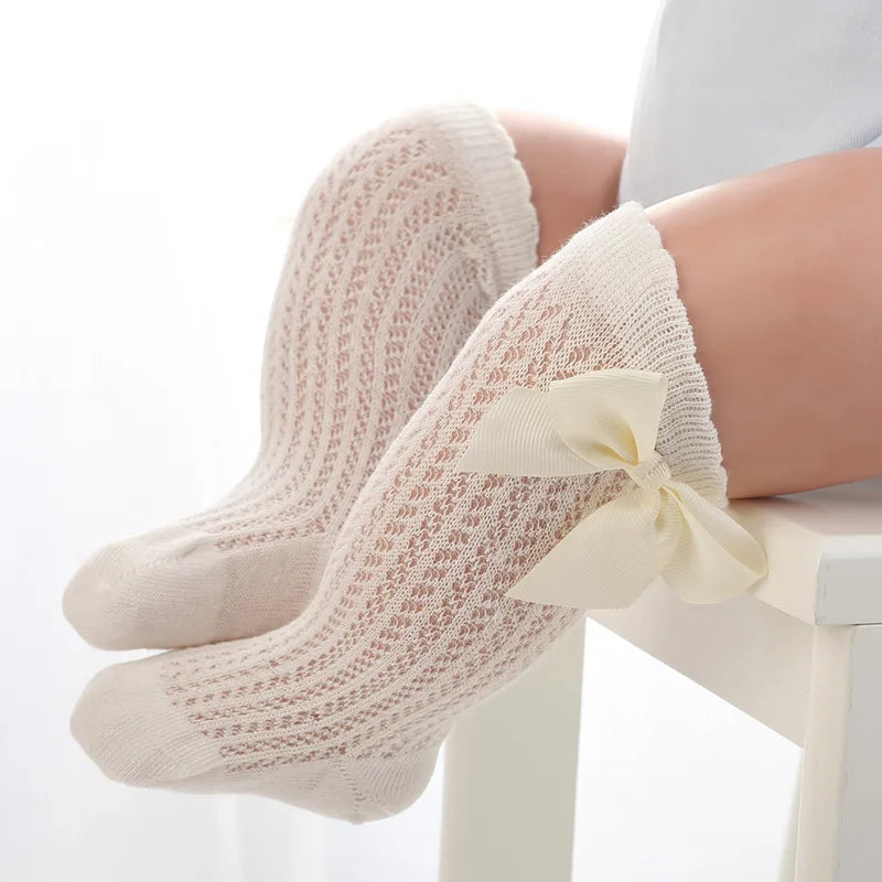 Summer Baby Socks Toddler Cute Big Bow Knee High Socks Mather Kids Children Boy Girls Newborn Floor Cotton Socks Baby Accessorie