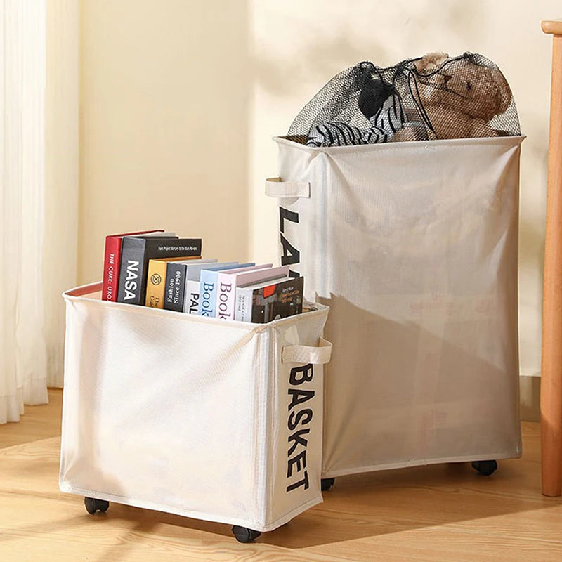 Multifunctional Foldable Waterproof Dirty Clothes Storage Bag Laundry Basket With Wheels Large Capacity Yoga Mat Storage Basket