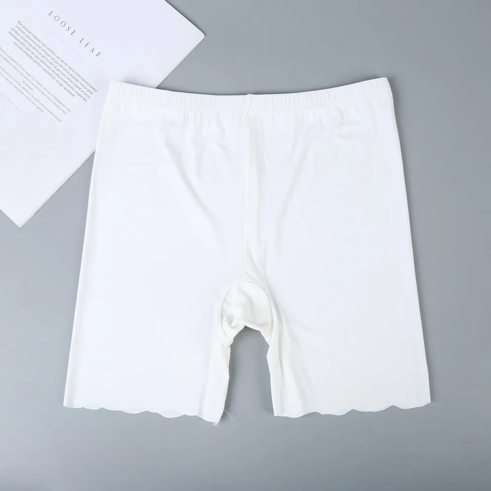 2 IN 1 Seamless Safety Shorts Panties For Women Summer Mid Waist Elastic Cool Ice Silk Undershorts Large Size Underskirt Shorts
