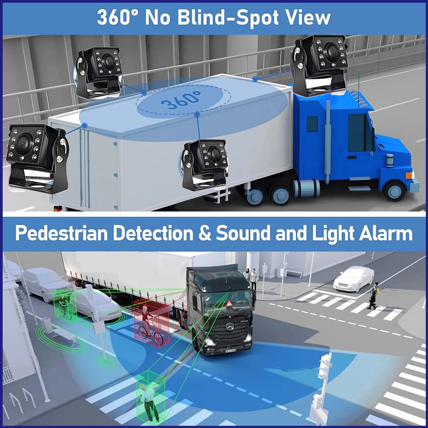 10.36 inch 4 Channel Car DVR Recorder Smart Blind Spot Radar BSD Alarm Monitor With 1080P AHD 4 Backup Cameras For Truck Bus