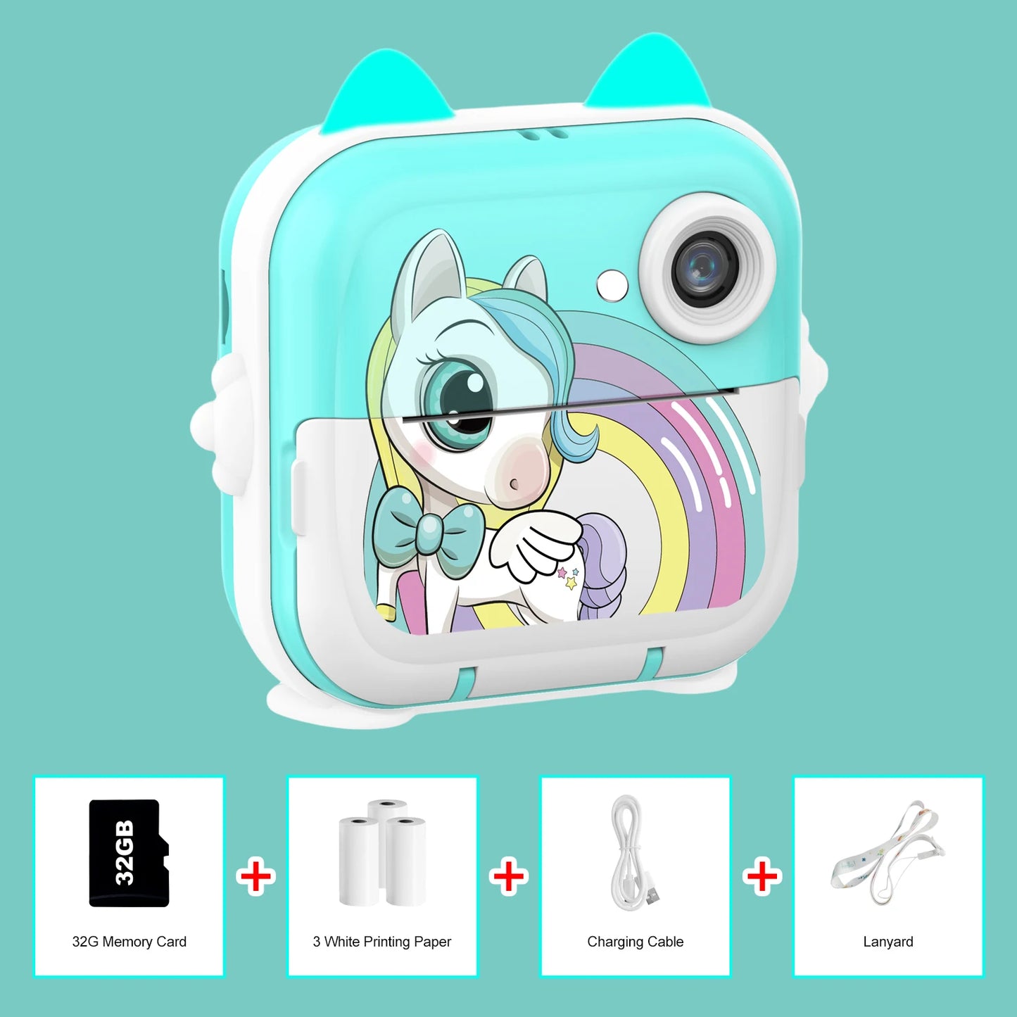 Print Camera for Kids Bluetooth Wireless Inkless Instant Print Connected APP Take Photo Video Record Camera Boys Girls Gift Toys