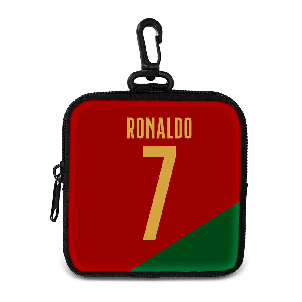 Ronaldo Money Coin Purse with Key Ring Pocket Purse mini headphone bag Football Star storage bag Credit Card Holoder Man Women