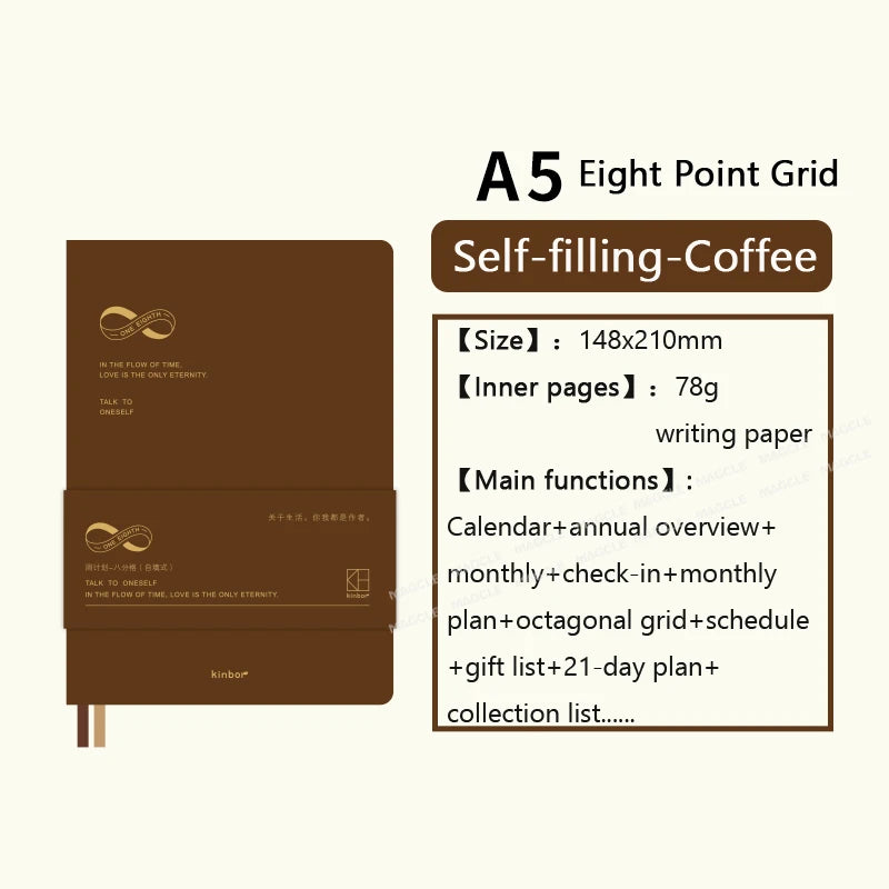 Kinbor 2026 A5 Efficient Planner Notebook,2 Days per Page with Habit Tracker,To-Do Lists&Time Management for Workplace, College