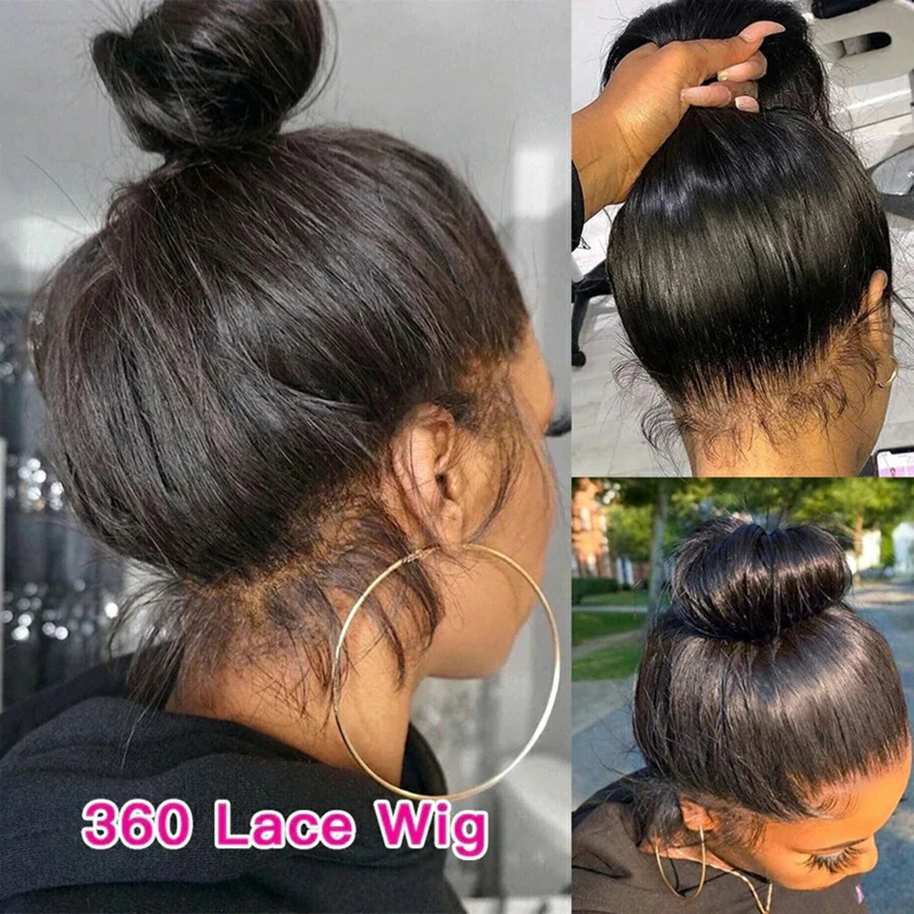360 HD Transparent Lace Frontal Wigs Pre Plucked Brazilian Bone Straight 13x4 13x6 Lace Front Human Hair Wigs For Black Women