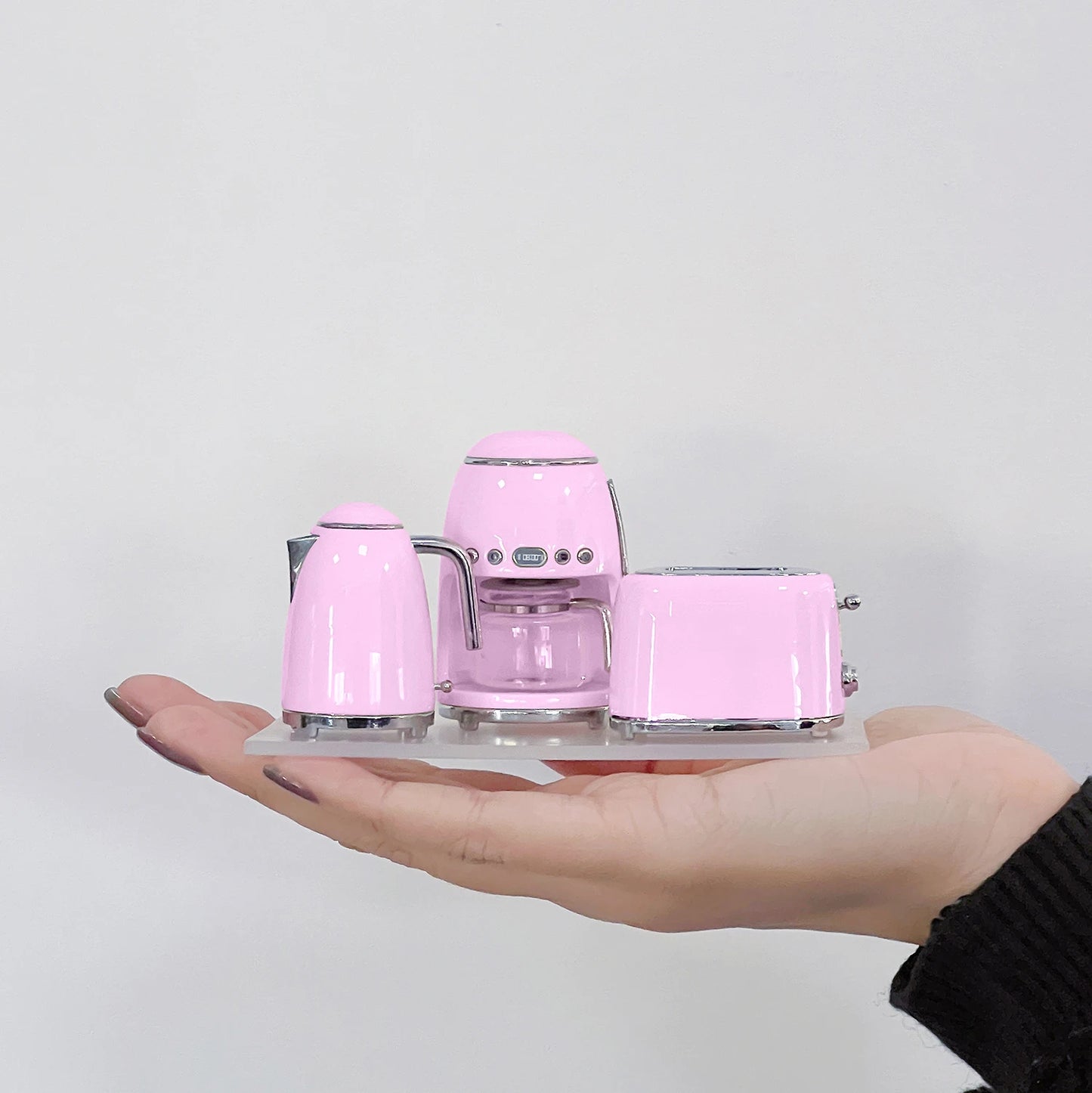 1:6 Doll House Model 3 Piece Set of Small Kitchen Appliances Decor Coffee Maker Kettle Toaster  Scene Ornament Shoot Props