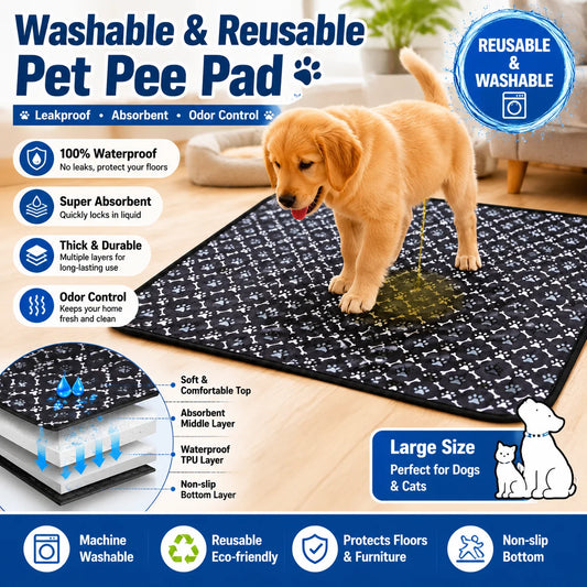 Dog Pee Pad Reusable Washable Waterproof Absorbent Urine Mat Covers Car Seat Floor Sofa Puppy Cat Training Diaper Pet Supplies