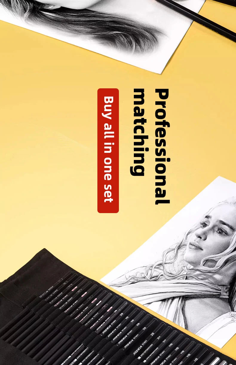 Sketching Pen Set Drawing Kit Student Portable Pen Curtain Charcoal Pencil Sketch Pencil Charcoal Stick Sharpener Eraser Set Box