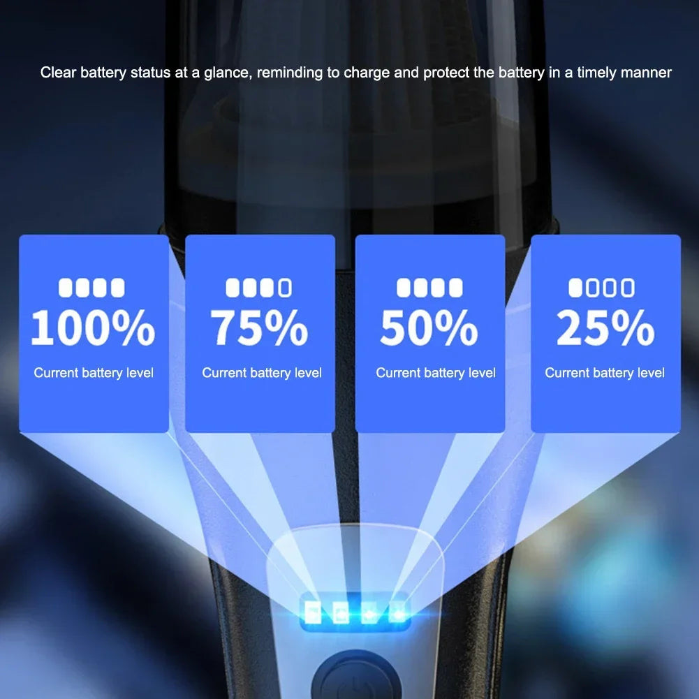 120W Vacuum Cleaner Portable Car Vacuum Cleaner USB Charging Handheld Cordless Powerful Suction for Auto/Home/Office/Pet Hair