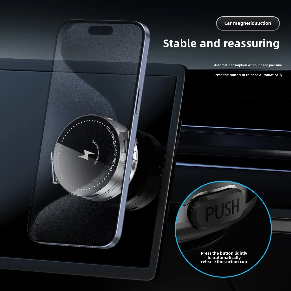 Electric Magnetic Car Phone Holder with Wireless Charger Car Magnetic Suction Cup Bath Shower Car Windshield Dashboard Bracket