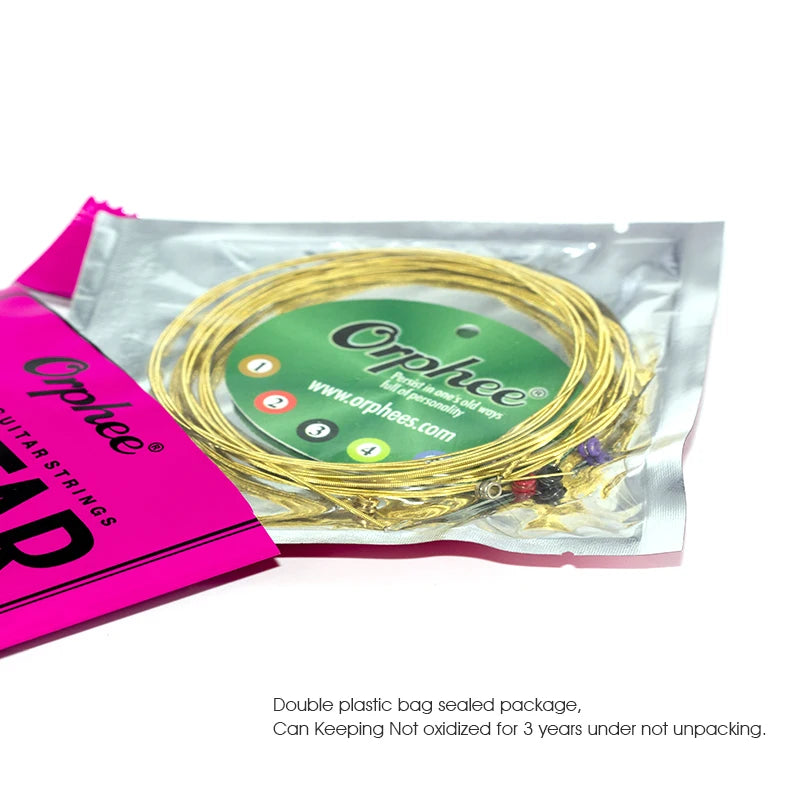 Orphee Acoustic Guitar Strings Set Medium Carbon Steel Hexagonal Core Rust Prevention Treatment Folk Guitar Parts & Accessories