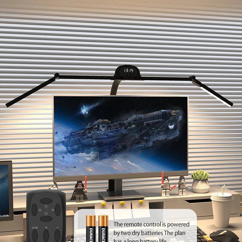 LED Full Spectrum Eye-Caring Architect Desk Lamp with Clamp Flexible Gooseneck 120cm Foldable 4-Head Stepless Dimming Lamp