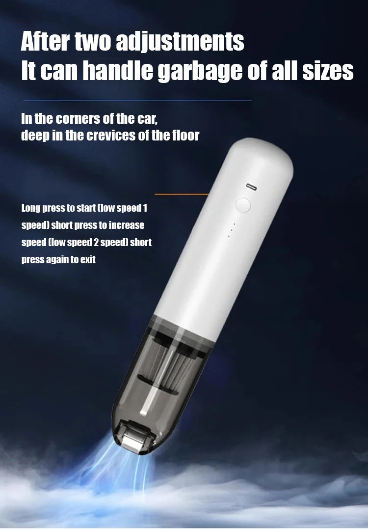 Handheld Cordless Car Vacuum Cleaner Strong Suction Power USB Rechargeable Hair Remover and Dust Collector for Home/Car Use