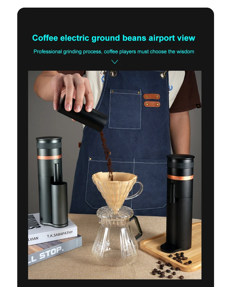 Electric Coffee Grinder 48MM Espresso Cone burr Stepless Fineness Adjustment Cold Brew Bean Grinder Black Sliver Gray