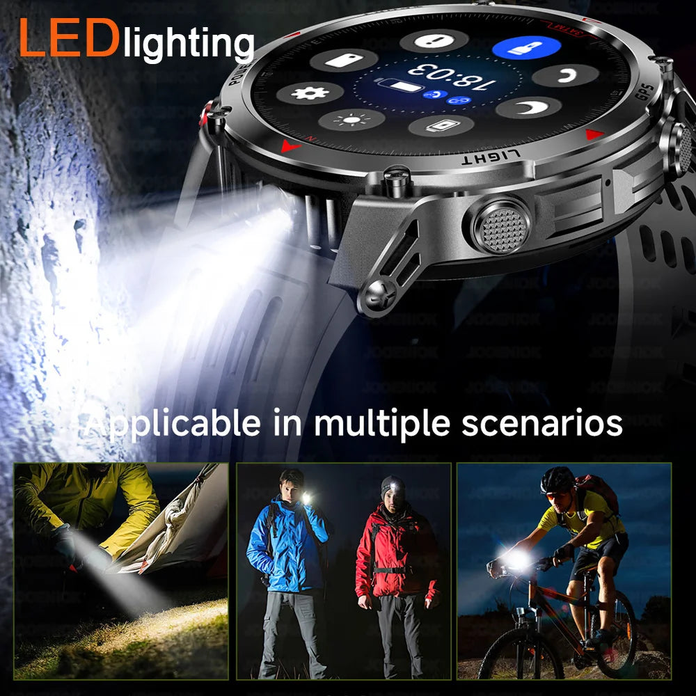2025 New Outdoor Millitary Smart Watch Men GPS Positioning 540mAh Battery Waterproof Sports Fitness Tracker BT Call Smartwatch
