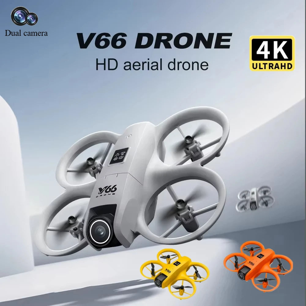 New Mini Drone V66 with 180° Adjustable 4K HD WiFi Camera LED Light Pocket RC Quadcopter Obstacle Avoidance for Adults Kids