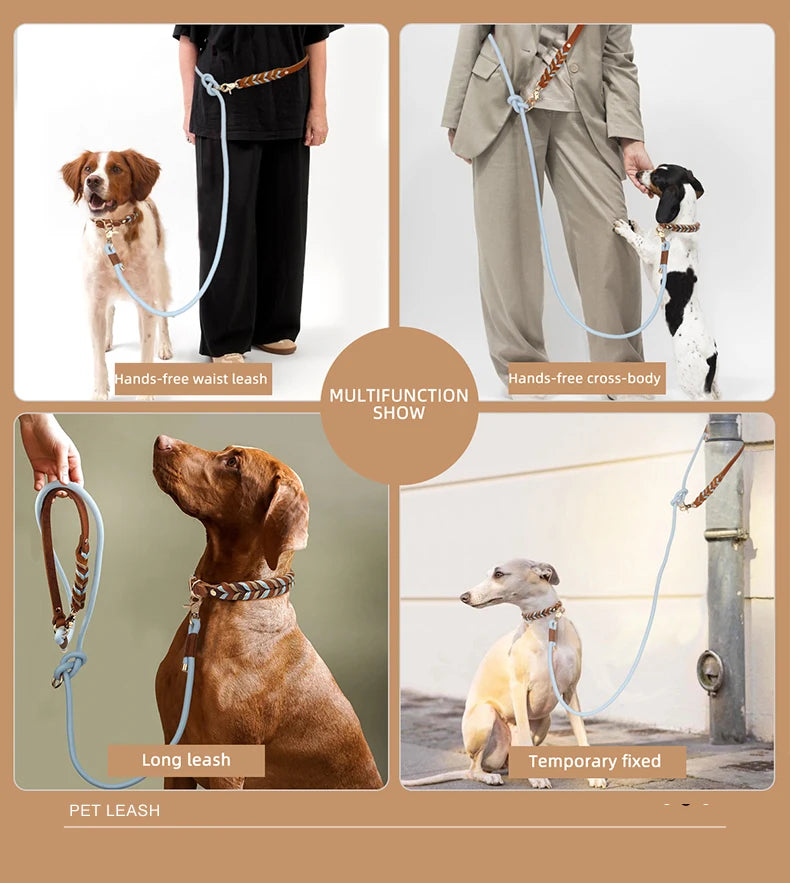 Genuine Leather Collar For Strong And Durable Puppy Medium Large Dogs Fashion Braided Colorful Nylon Rope Dog Collar New Arrival