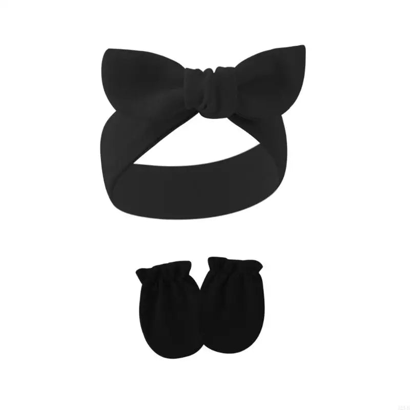 Baby Hair Accessories Set Breathable Head Wrap with Mittens Scratches Resistant for Infants Children Daily Use A2UB