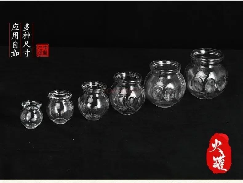 6/8/12pcs Thick Glass Cupping Beauty Can Chinese Traditional Healthcare Cupping Body Points Massage GuaSha Therapy gift fire rod