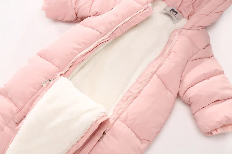 Ircomll Warm Infant Baby Jumpsuit Cotton Down Rompers Hooded Inside Fleece Boy Girl Winter Autumn Overalls Children Outerwear
