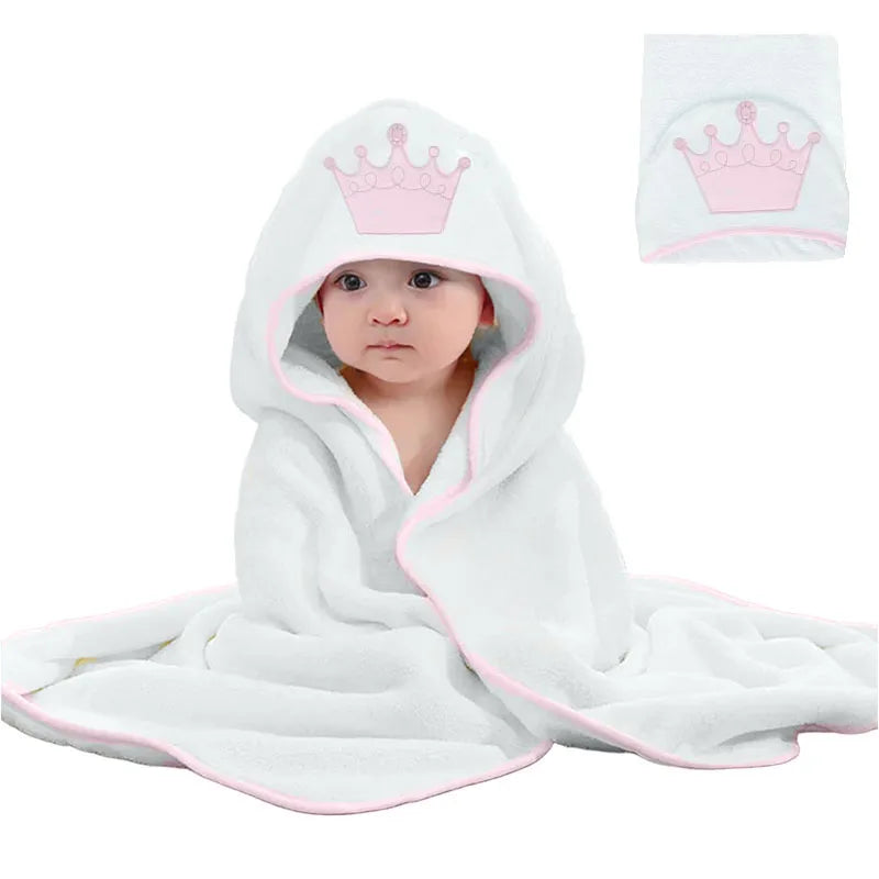 100% Cotton Terry Baby Bathrobe Towel  Cartoon Hooded Skin-Friendly Soft  Absorbent Machine Washable All Season for Toddler 0-3Y