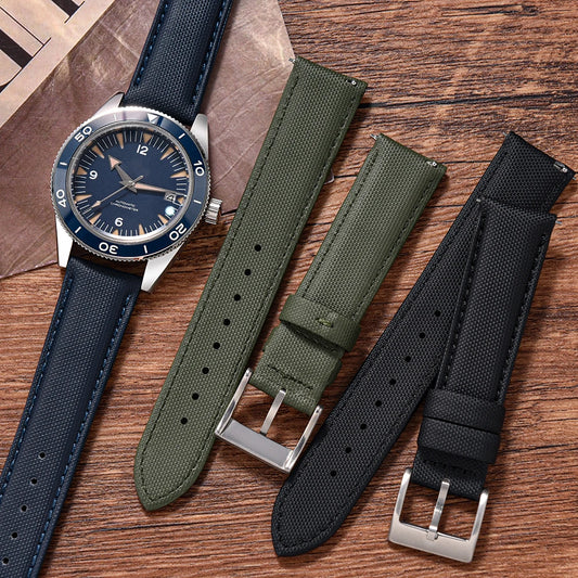 New D-elugs Waterproof Sailcloth Watch Strap 20mm 22mm Fabric Nylon Leather Watch Band For Omega/Seiko Belt Quick Release Strap