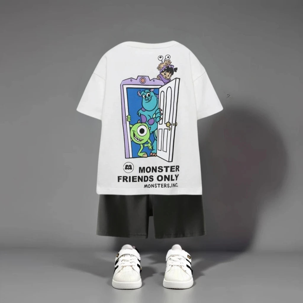 Cartoon T-shirt + Shorts Kids Two Piece Set Summer Clothing 2025 New Fashion Children Short Sleeve Suit Baby Boys Tracksuits